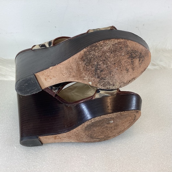 COACH CAMO WOODEN WEDGE HEEL SLINGBACK SANDALS SZ 7.5 - Picture 11 of 11